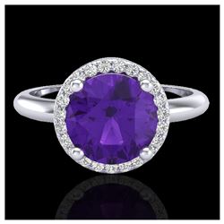 2 ctw Amethyst & VS/SI Diamond Ring 18K White Gold - REF-58K4W - SKU:23203