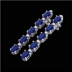 17.97 ctw Sapphire & VS/SI Diamond Tennis Earrings 10K White Gold - REF-145A5V - SKU:29489