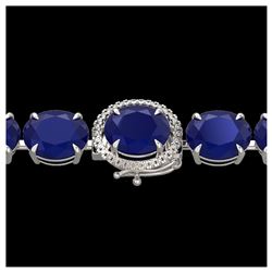 76 ctw Sapphire & Diamond Bracelet 14K White Gold - REF-317F3N - SKU:22277