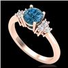 Image 1 : 1 ctw Fancy Intense Blue Diamond Ring 18K Rose Gold - REF-145H5M - SKU:37594