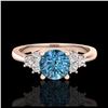 Image 2 : 1 ctw Fancy Intense Blue Diamond Ring 18K Rose Gold - REF-145H5M - SKU:37594