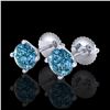 Image 1 : 1.50 ctw Fancy Intense Blue Diamond Art Deco Earrings 18K White Gold - REF-141M8F - SKU:38237