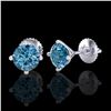 Image 2 : 1.50 ctw Fancy Intense Blue Diamond Art Deco Earrings 18K White Gold - REF-141M8F - SKU:38237