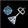 Image 3 : 1.50 ctw Fancy Intense Blue Diamond Art Deco Earrings 18K White Gold - REF-141M8F - SKU:38237