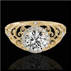 1.22 ctw H-SI/I Diamond Solitaire Halo Ring 10K Yellow Gold - REF-177R3K - SKU:33780