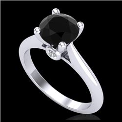 1.60 ctw Fancy Black Diamond Art Deco Ring 18K White Gold - REF-100H2M - SKU:38213