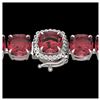 Image 1 : 40 ctw Pink Tourmaline & Diamond Bracelet 14K White Gold - REF-476N5A - SKU:23319