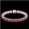 Image 2 : 40 ctw Pink Tourmaline & Diamond Bracelet 14K White Gold - REF-476N5A - SKU:23319