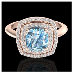 2.02 ctw Sky Blue Topaz & VS/SI Diamond Ring 14K Rose Gold - REF-60V2Y - SKU:20753