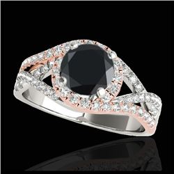 1.50 ctw VS Black Diamond Solitaire Halo Ring 10K White & Rose Gold - REF-64W4H - SKU:33836