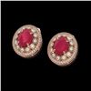 Image 2 : 8.84 ctw Ruby & Diamond Earrings 14K Rose Gold - REF-220H7M - SKU:43632