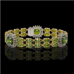 18.93 ctw Tourmaline & Diamond Bracelet 14K Yellow Gold - REF-314Y7X - SKU:44761