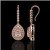 Image 2 : 8.35 ctw Morganite & Diamond Earrings 14K Rose Gold - REF-364M2F - SKU:43170