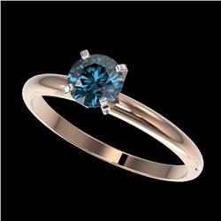 0.75 ctw Intense Blue Diamond Ring 10K Rose Gold - REF-97H5M - SKU:32881