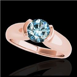 1 ctw SI Fancy Blue Diamond Solitaire Ring 10K Rose Gold - REF-129Y5X - SKU:35179