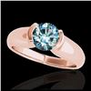 Image 1 : 1 ctw SI Fancy Blue Diamond Solitaire Ring 10K Rose Gold - REF-129Y5X - SKU:35179