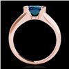 Image 2 : 1 ctw SI Fancy Blue Diamond Solitaire Ring 10K Rose Gold - REF-129Y5X - SKU:35179