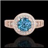 Image 2 : 1.53 ctw Fancy Intense Blue Diamond Art Deco Ring 18K Rose Gold - REF-263M6F - SKU:37650