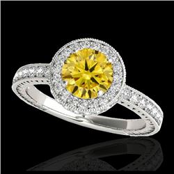 1.51 ctw SI/I Fancy Intense Yellow Diamond Ring 10K White Gold - REF-135W2H - SKU:34308