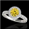 Image 1 : 1.51 ctw SI/I Fancy Intense Yellow Diamond Ring 10K White Gold - REF-135W2H - SKU:34308