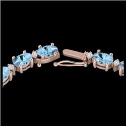 37.5 ctw Aquamarine & VS/SI Diamond Eternity Necklace 10K Rose Gold - REF-425W5H - SKU:29417