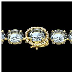 60 ctw Aquamarine & VS/SI Diamond Bracelet 14K Yellow Gold - REF-616A7V - SKU:22253