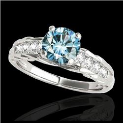 1.20 ctw SI Fancy Blue Diamond Solitaire Ring 10K White Gold - REF-118W6H - SKU:34939