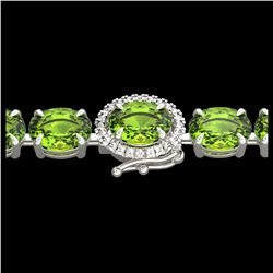 19.25 ctw Peridot & VS/SI Diamond Bracelet 14K White Gold - REF-147A3V - SKU:40239