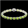 Image 2 : 19.25 ctw Peridot & VS/SI Diamond Bracelet 14K White Gold - REF-147A3V - SKU:40239