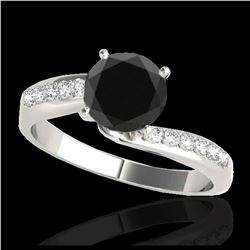 1.40 ctw VS Black Diamond Bypass Solitaire Ring 10K White Gold - REF-40M6F - SKU:35075