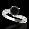 Image 1 : 1.40 ctw VS Black Diamond Bypass Solitaire Ring 10K White Gold - REF-40M6F - SKU:35075