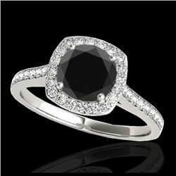 1.65 ctw VS Black Diamond Solitaire Halo Ring 10K White Gold - REF-50K6W - SKU:34196