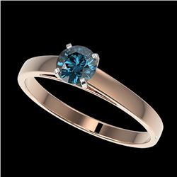 0.50 ctw Intense Blue Diamond Ring 10K Rose Gold - REF-50F3N - SKU:32959