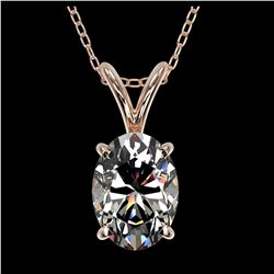 1 ctw VS/SI Oval Diamond Necklace 10K Rose Gold - REF-292V5Y - SKU:33193