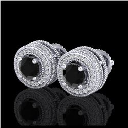 2.09 ctw Fancy Black Diamond Art Deco Stud Earrings 18K White Gold - REF-172M7F - SKU:38010
