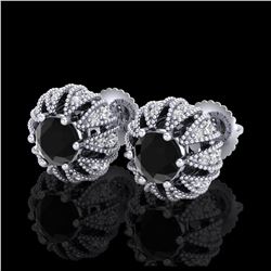 2.01 ctw Fancy Black Diamond Art Deco Earrings 18K White Gold - REF-143X6R - SKU:37730
