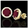 Image 2 : 4 ctw Ruby & Halo VS/SI Diamond Earrings 18K Yellow Gold - REF-80A2V - SKU:21502