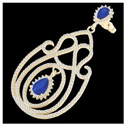 6.40 ctw Sapphire & VS/SI Diamond Earrings 14K Yellow Gold - REF-381K8W - SKU:22430