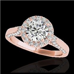 2.15 ctw H-SI/I Diamond Solitaire Halo Ring 10K Rose Gold - REF-313W6H - SKU:33572