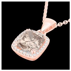 3 ctw Morganite & VS/SI Diamond Necklace 14K Rose Gold - REF-81H8M - SKU:22827