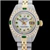 Image 2 : Rolex Ladies Two Tone 14K Gold/SS, Diam/Ruby Dial & Diam/Emerald Bezel, Sapphire Crystal - REF-444X4