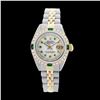 Image 3 : Rolex Ladies Two Tone 14K Gold/SS, Diam/Ruby Dial & Diam/Emerald Bezel, Sapphire Crystal - REF-444X4