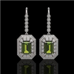 13.4 ctw Tourmaline & Diamond Earrings 14K White Gold - REF-375F3N - SKU:43406