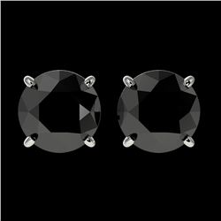 2.09 ctw Fancy Black Diamond Solitaire Stud Earrings 10K White Gold - REF-58K5W - SKU:36646