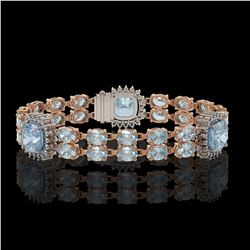 18.97 ctw Sky Topaz & Diamond Bracelet 14K Rose Gold - REF-231V5Y - SKU:44769
