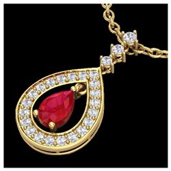 1.15 ctw Ruby & VS/SI Diamond Necklace 14K Yellow Gold - REF-63M6F - SKU:23169