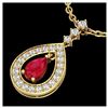 Image 1 : 1.15 ctw Ruby & VS/SI Diamond Necklace 14K Yellow Gold - REF-63M6F - SKU:23169