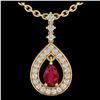 Image 2 : 1.15 ctw Ruby & VS/SI Diamond Necklace 14K Yellow Gold - REF-63M6F - SKU:23169