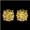Image 1 : 3 ctw Intense Yellow Diamond Stud Earrings 10K White Gold - REF-645M2F - SKU:33128