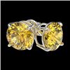 Image 3 : 3 ctw Intense Yellow Diamond Stud Earrings 10K White Gold - REF-645M2F - SKU:33128